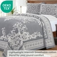 thumbnail image 6 of Superior Woven Jacquard Quilt Set King Size, 3-Piece Lightweight Oversized Bedspread, Denim Blue, 6 of 9