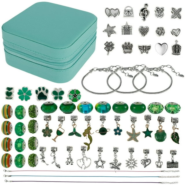 Kit de Fabrication de Bracelets 66 Pcs Kit de Fabrication de Bijoux Charm Kit de Fabrication de Bracelets Artisanat DIY Fournitures de Fabrication de Bijoux pour Filles Rouge