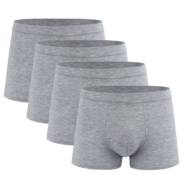 StSilkitty 4 Pack Men's Boxer Briefs Mid Rise Elastic Underwear Solid Color Lightweight Soft Breathable Underpants
