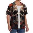 thumbnail image 2 of Balery Vintage Butterfly Flower Skull Camisa Casual de Manga Corta con Botones para Hombre, Texturizada, Estilo Cubano, para Playa, Verano-4X-Large, 2 of 5