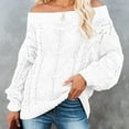 thumbnail image 4 of PiGOGI Women's Loose Neck Knitted Pullover Top Long Sleeve Casual Versatile Sweater White XL, 4 of 6