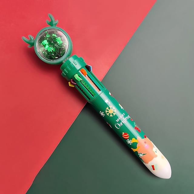 2 bolígrafos de 1 ml, 10 colores, multifunción, para Navidad, oficina y papelería.