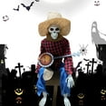 thumbnail image 6 of 2Pcs Halloween Banjo Playing Skeletons, Funny Animated Dueling Banjo Skeletons Country Cowboy Skeleton Musicians with Movable Joints for Prop Decor halloween decorations (15.75 In ,Red&Yellow), 6 of 8