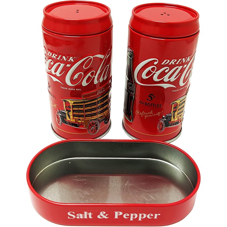 Coca-Cola 860929 Vintage Style Salt & Pepper Shaker Set, Red