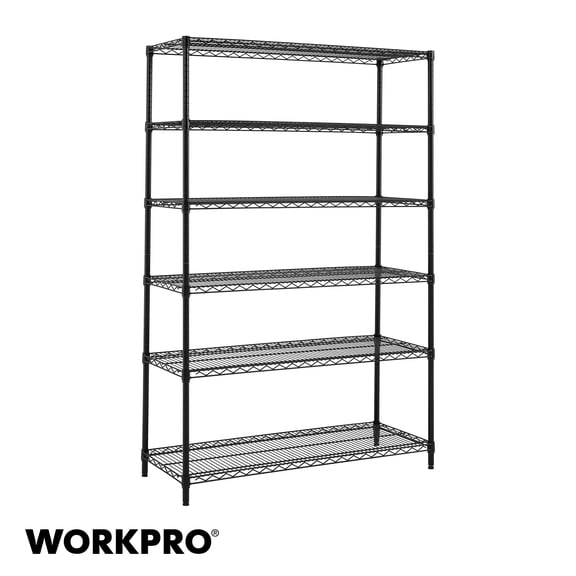 WorkPro 6-Tier Black Wire Shelving