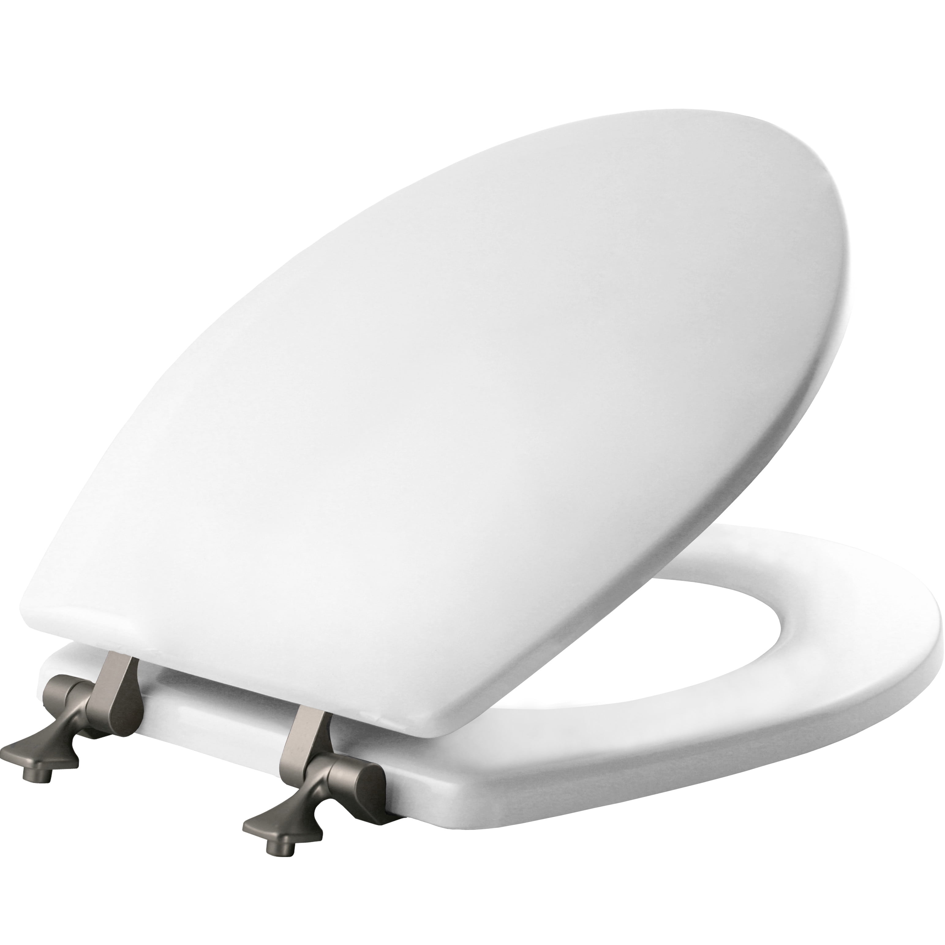Mayfair Round Enameled Wood Toilet Seat In White With Brushed Nickel Hinge And Sta Tite Walmart Com Walmart Com