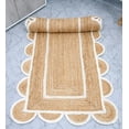 thumbnail image 3 of Scalloped Jute Area Rug 2x3 ft - Braided Jute Runner Rug 2.5x6 ft - White, 2.5' x 12' Ft Runner, 3 of 7