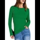 thumbnail image 3 of Camisetas de Larga para Mujer, Tops Ajustados de Punto Acanalado, Conjuntos de Otoño, Camisetas Informales, Ropa Interior, Ropa Interior, Verde XL, 3 of 8