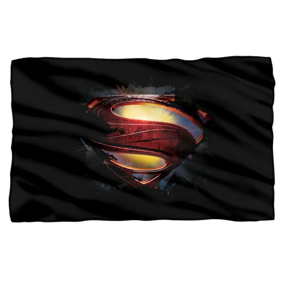 Superman Man of Steel Grungy Shield Fleece Blanket 36' x 58',Grungy Shield