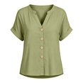 thumbnail image 5 of IMENGL Women's Blouse Basic Summer Color V Neck Up and Comfortable Short Sleeved Top . Casual Outfits Loose Button Down Shirts for Women,M-XXXL, 5 of 7