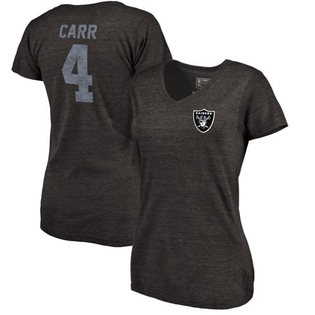 Derek Carr Oakland Raiders NFL Pro Line by Fanatics Branded Women's Icon Tri-Blend Player Name & Number V-Neck T-Shirt -