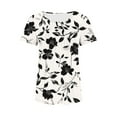 thumbnail image 4 of Plus Size Shirts for Women Short Sleeve Summer Tops Pleated Dressy Casual Scooped Neck Blouses Fashion Going Out Floral Graphic Tees Loose Comfy Basic Tunic Top Beach Vacation Clothes Outfits, 4 of 5