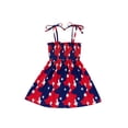 thumbnail image 2 of Toddler Baby Girls American Flag Star Summer Dress Sleeveless Ruffle Straps Kid Independence Day Beach Midi Dress, 2 of 6