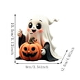 thumbnail image 3 of 4.4 Inch Friendly Ghost Holding Pumpkin Statue, Cute Resin Tabletop Decor, Indoor Ornament for Home Shelf and Halloween Holiday Party, 3 of 6
