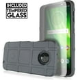 thumbnail image 2 of for 5.7" Motorola Moto G6 Shield Wrap Shockproof Hybrid Scratch Resistant Raised Bevel Design Enhance Camera and Tempered Stained Glass Screen Protection Armor Impact Bumper Phone Case Black, 2 of 4