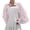Pink, variant on Women's Sun Protection Cardigans Button Stand Collar Puff Sleeve Cropped Cardigan Jacket Lightweight Breathable Cover Up for Beach Travel & Daily Pink Free Size