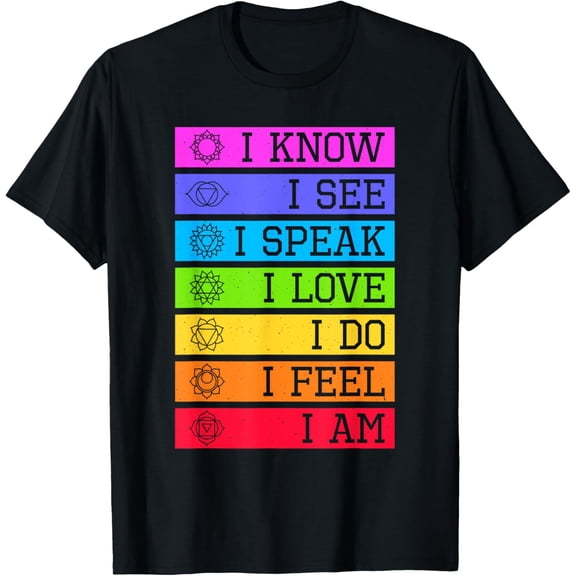 Namaste Yoga Meditation 7 Chakras Spiritual T-Shirt men and women can wear, black, white, gifts