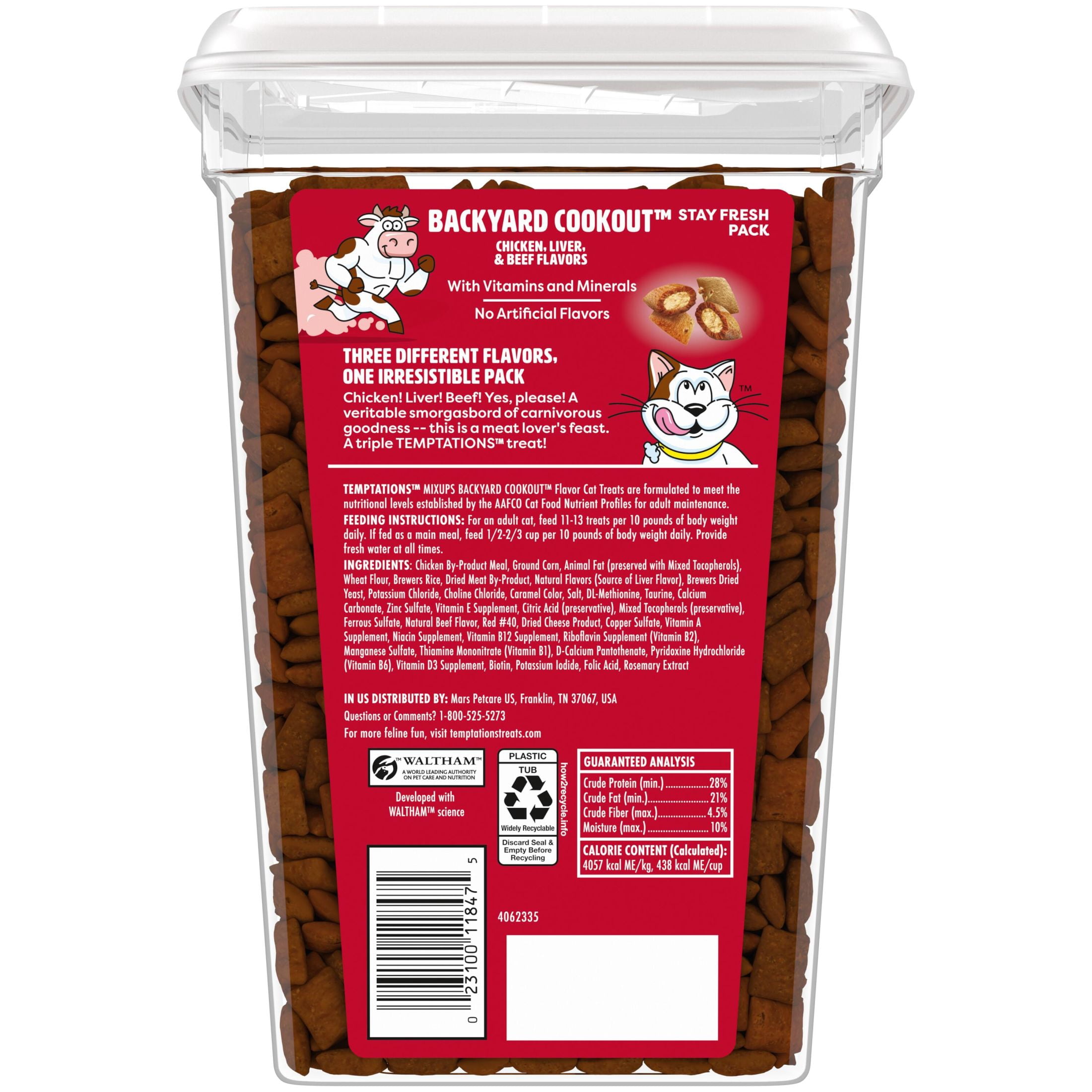 (2 pack) Temptations Mixups Backyard Cookout Flavor Crunchy And Soft Cat Treats, 30 Oz Tub