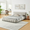thumbnail image 3 of Harper & Bright Designs Queen Size Upholstered Bed Frame with Storage Drawers, Chenille Platform Bed with Headboard and Solid Frame for Bedroom, Beige, 3 of 13