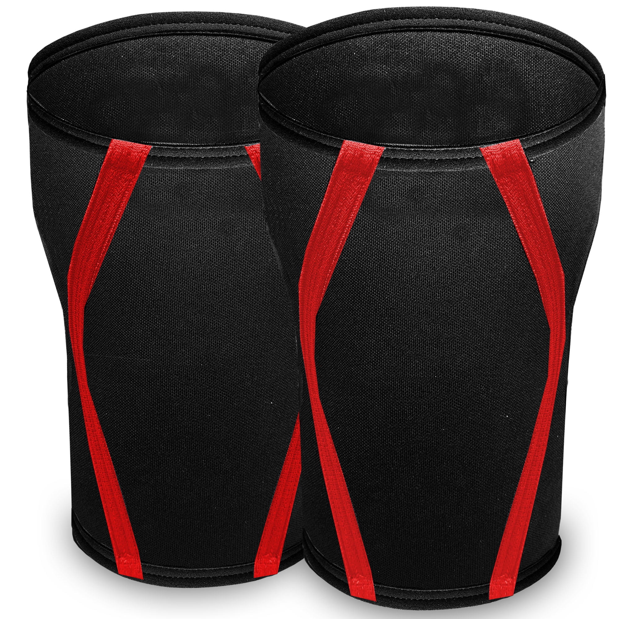 IBRO Premium 7MM Knee Sleeves (Pair) for Weightlifting & Powerlifting, Ultimate Compression Support & Injury Prevention - Squats, Deadlifts - for Men & Women, 1 Year Warranty, BlackRed M