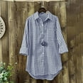 thumbnail image 2 of Plaid Collared Long Sleeve Button Down Shirt for Women Comfortable Linen Blend Casual Tops, 2 of 6