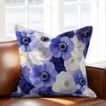 thumbnail image 2 of Purple Flowers Throw Pillow Cover Spring Pastoral White Floral Cotton Linen Cushion Cover Throw Pillow Case with Invisible Zipper for Couch Sofa Bed Chair Car 18x18 Inch, 2 of 9