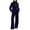 Navy, variant on Women’s Velour 2-Piece Tracksuit Set Half Zip Hoodie with Thumb Holes and Pants White L