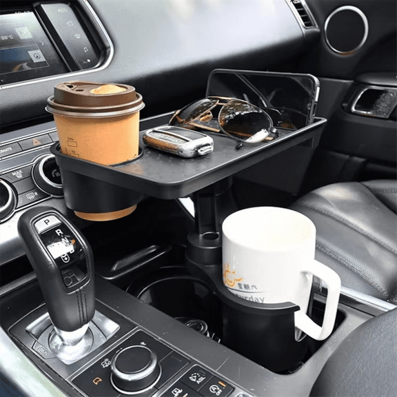 Universal Car Cup Holder Tray - 360° Rotating Adjustable Dual Cup Organizer, Portable Food Tray for Vehicles