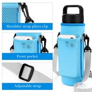 Linkidea Water Bottle Carrier with Shoulder Strap Compatible with YETI Rambler Bottle 26oz, Yonder 25oz, Waterbottle Sling Bag Holder with Mesh Phone Pocket, Blue