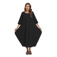 thumbnail image 2 of Vestido largo informal de algodón de manga larga para mujer, holgado, de talla grande, irregular, estilo jersey., 2 of 7