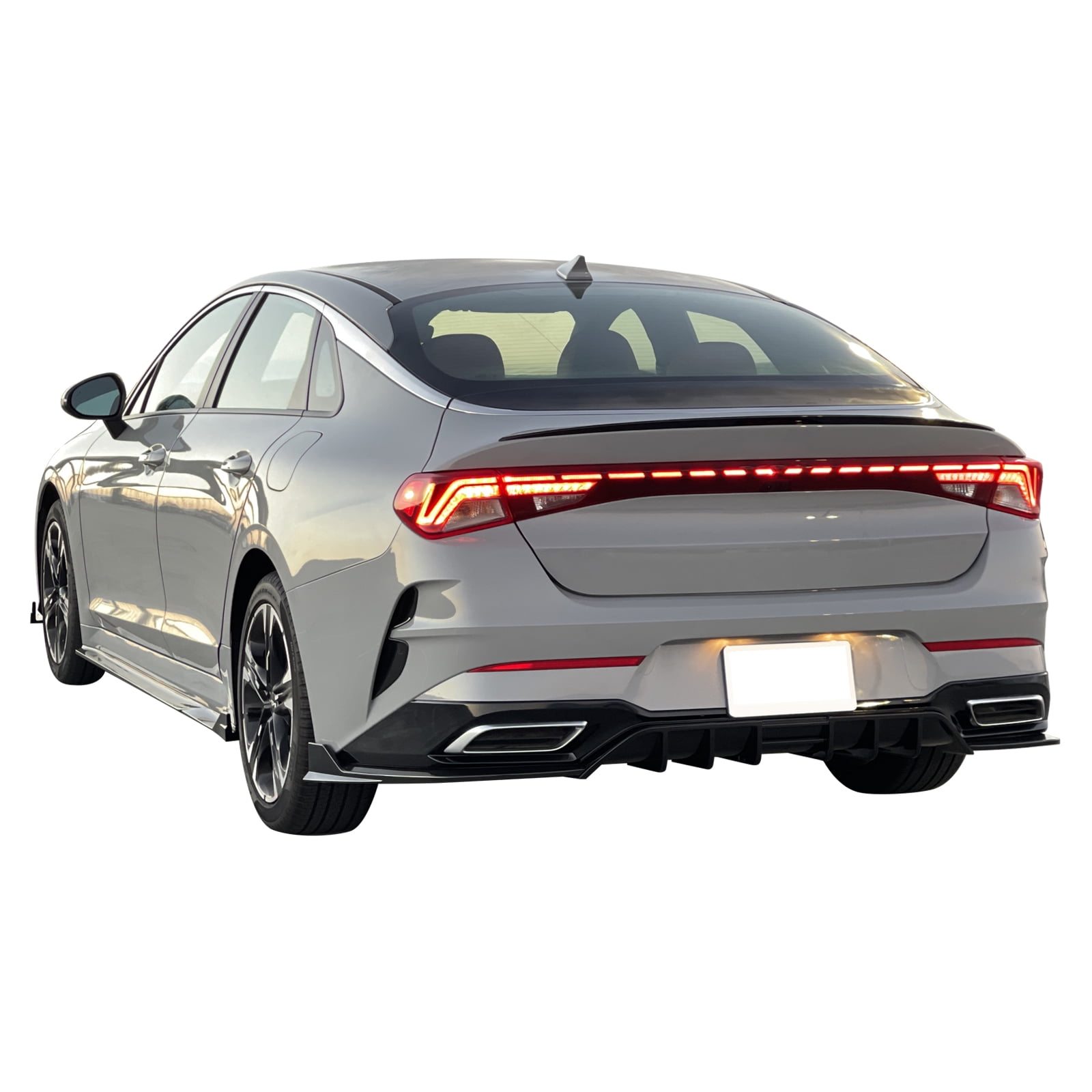 Ikon Motorsports Rear Bumper Lip Compatible with 2021-2024 Kia K5 GT-Line 3PCS Matte Black Rear Diffuser Splitters Injection PP