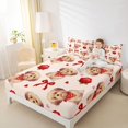 thumbnail image 3 of Homewish Valentine Pet Dog Queen Sheets,Rose Floral Bowknot Queen Sheet Sets,Cream,4-Piece,1 Flat Sheet, 1 Fitted Sheet and 2 Pillowcases, 3 of 6