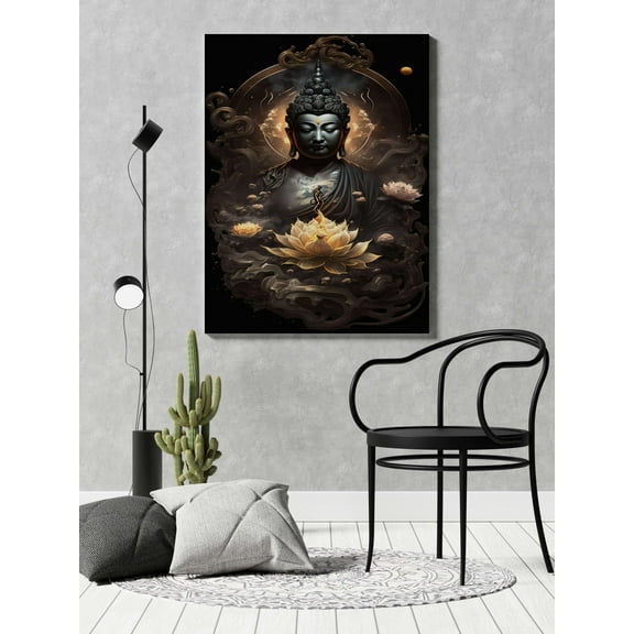 RIVAAZ CRAFT Buddha Wall Painting For Wall Decoration Canvas Wall Painting For Home Decor, Living Room, Bedroom, Office Hotel (22x34 inch CH-BD4)