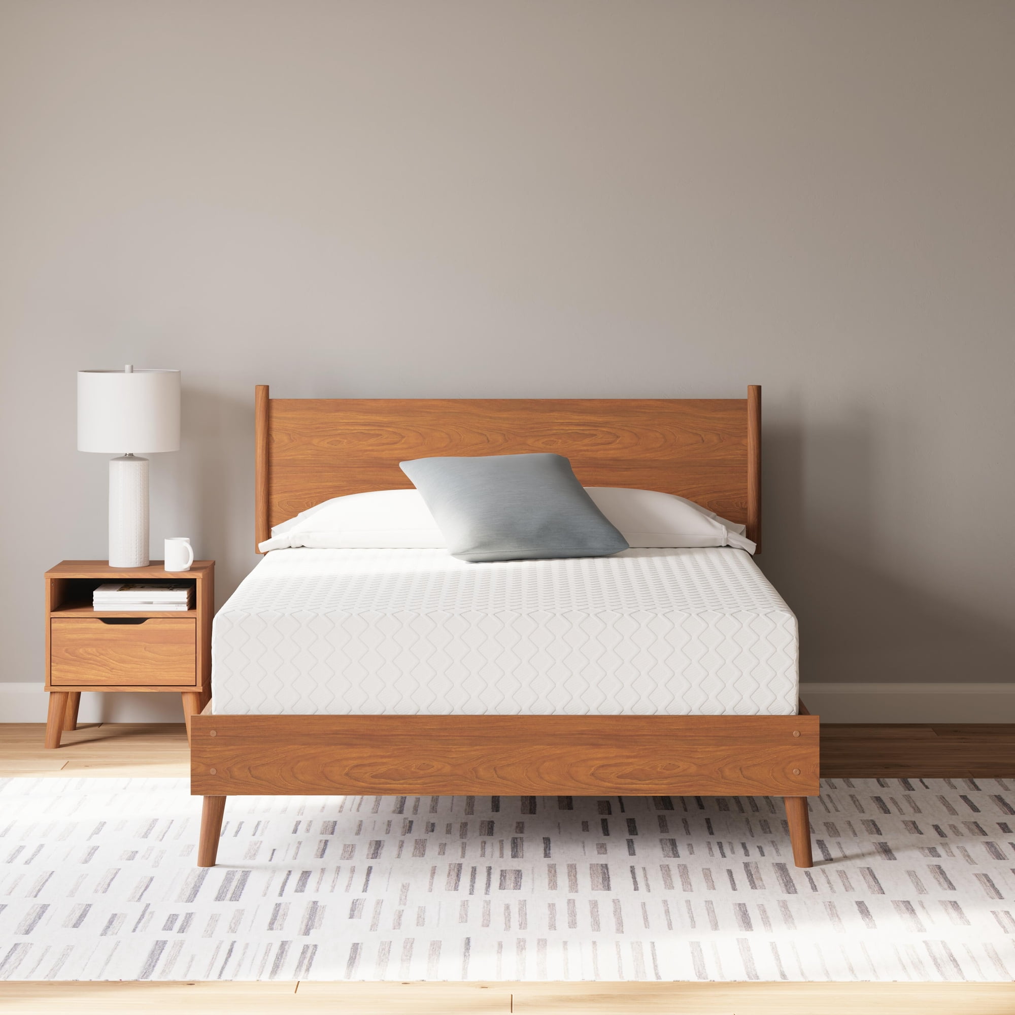 Signature Design by Ashley 12 Inch Chime Medium Firm Charcoal Gel & Green Tea Infused Memory Foam Queen Mattress for Pressure Relief