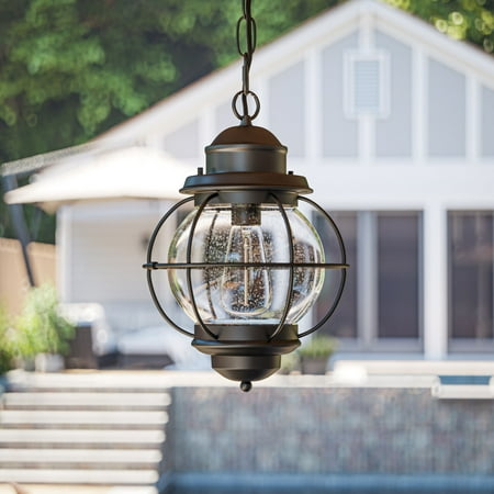 Hatteras 1 Light Hanging Lantern with Black Finish