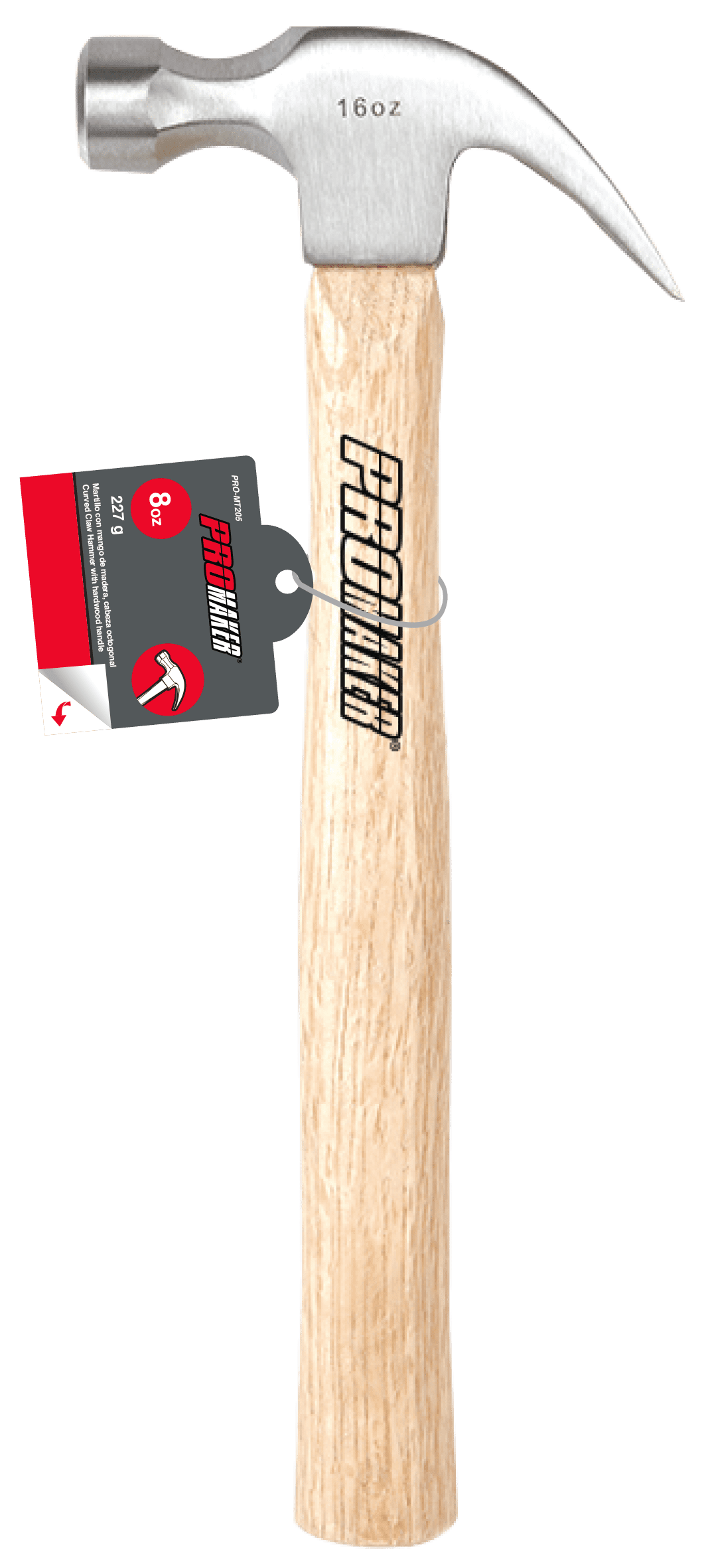 Curved Claw Hammer With Hardwood Handle 8Oz Promaker PROMT205