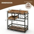 thumbnail image 4 of Costway 3-Tier Mobile Bar Serving Cart Liquor Storage Trolley with  Removable Tray Wine Rack, 4 of 10