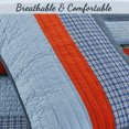 thumbnail image 3 of Navy Red Denim Plaid Real Patchwork Cotton Reversible Quilt Bedding Set, 3 of 10
