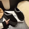 thumbnail image 3 of Chaussures à Enfiler Grande Taille Rembourrées en Coton pour Femmes Hiver Fourrure Intégrée Bout Fermé Pantoufles pour Femmes Plateforme Chaussures pour Femmes, 3 of 6