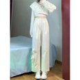 thumbnail image 1 of Pantalones vaqueros de cintura alta para mujer, Pantalón recto con lazo, holgado, Estilo Vintage Preppy, Harajuku , pierna ancha, Y2k, 1 of 5