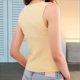 thumbnail image 5 of Camiseta Sin Mangas de Verano para Mujer, de Punto, con Cuello Redondo, Botones Delanteros y Canalé, Ajustada, Sin Mangas, Color Amarillo, Talla L, 5 of 9