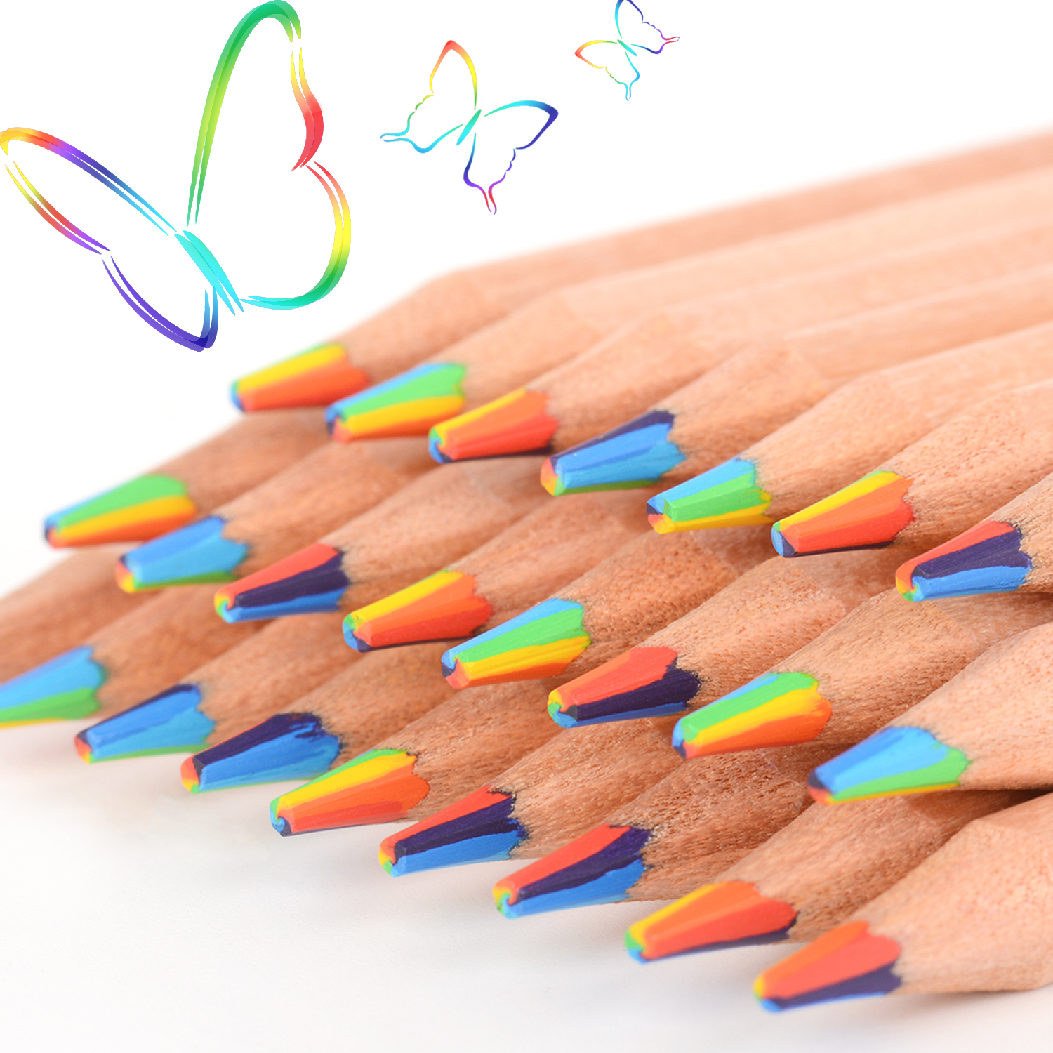 10 Pieces Rainbow Colored Pencils, 7 Color in 1 Pencils for Kids, Assorted Colors for Drawing Coloring Sketching Pencils For Drawing Stationery, Bulk, Pre-sharpened - image 1 of 7