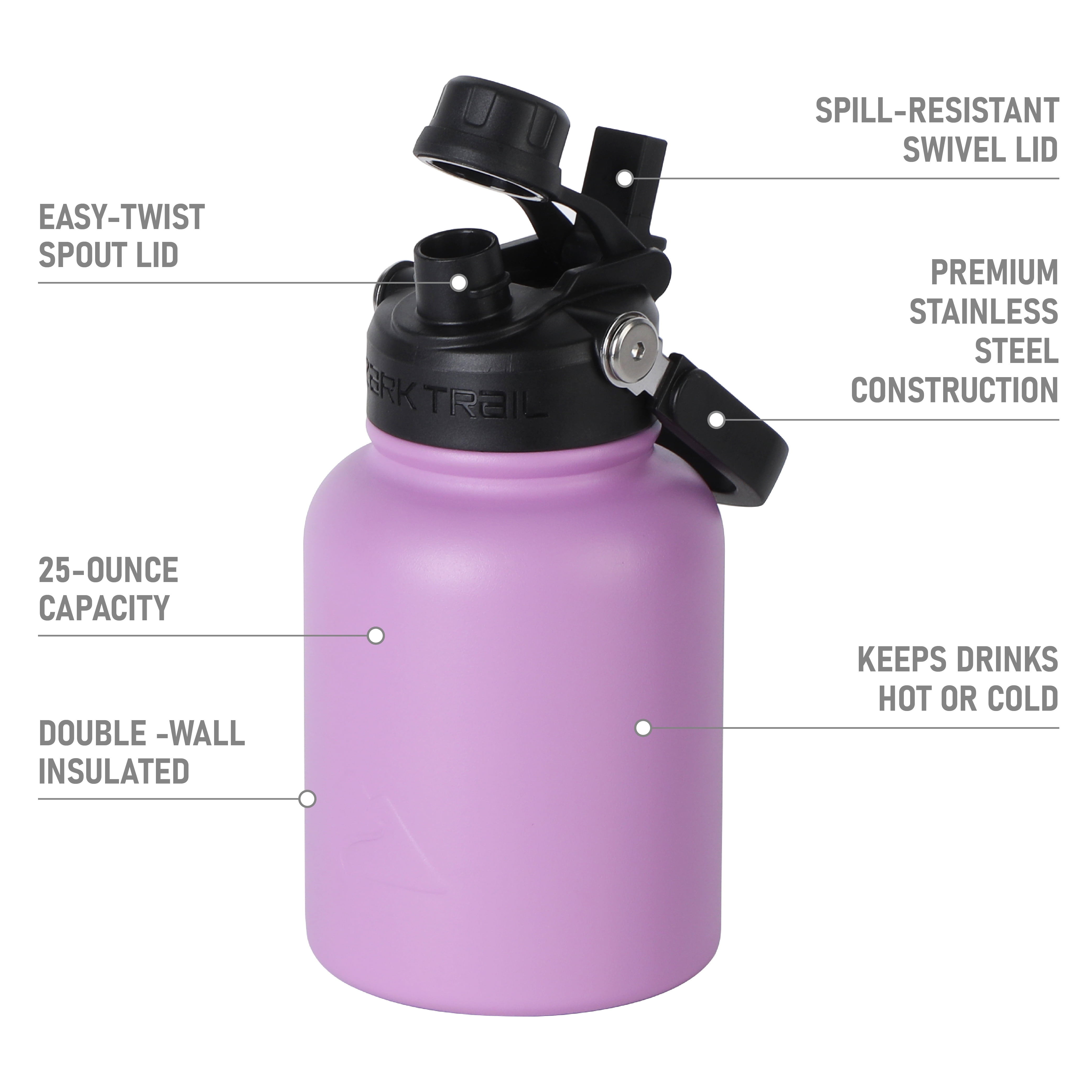 Ozark Trail 25 oz Stainless Steel Insulated Chug Bottle, New Lilac