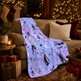 thumbnail image 3 of Whimsical Halloween Pattern Glittery Purple Motifs, Festive Halloween Scene, Warm Flannel Blanket for Living Room and Family Room, Art Lovers Halloween Gift, Festive Home Decor, 3 of 9