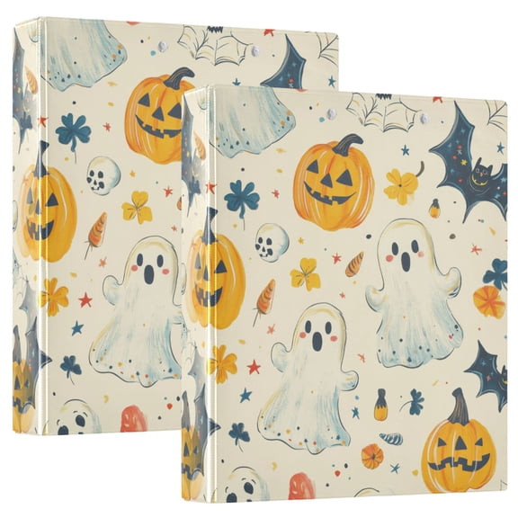 FORMRS 3 Ring Binder 1.5 inch with Pockets Set of 2 Clip Board 200 Sheets Capacity, Halloween Cute Ghosts