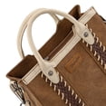 thumbnail image 3 of Wrangler Womens Braided Tote Bag Western Style Suede Top Handle Handbag With Detachable Crossbody Strap, Brown, 3 of 6