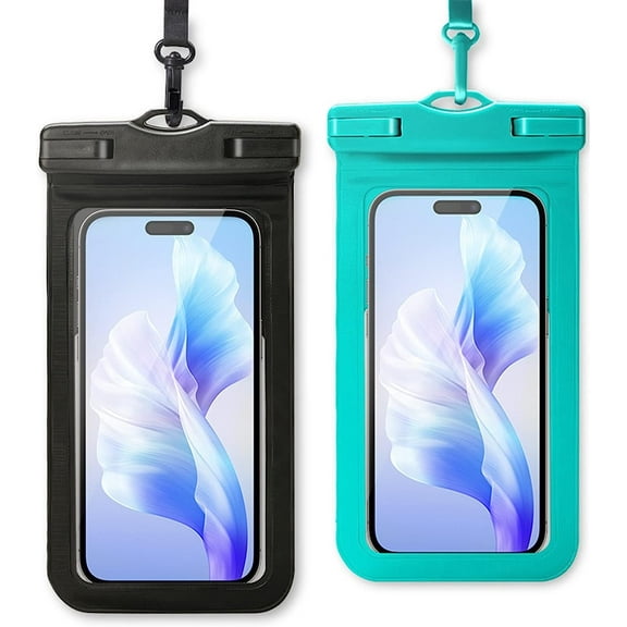 Waterproof Phone Pouch with Neck Lanyard - Underwater Clear Cellphone Holder Large Protector for iPhone 14 13 12 Pro Max Samsung Galaxy S21 up to 7.2" (Color : Black/Green)