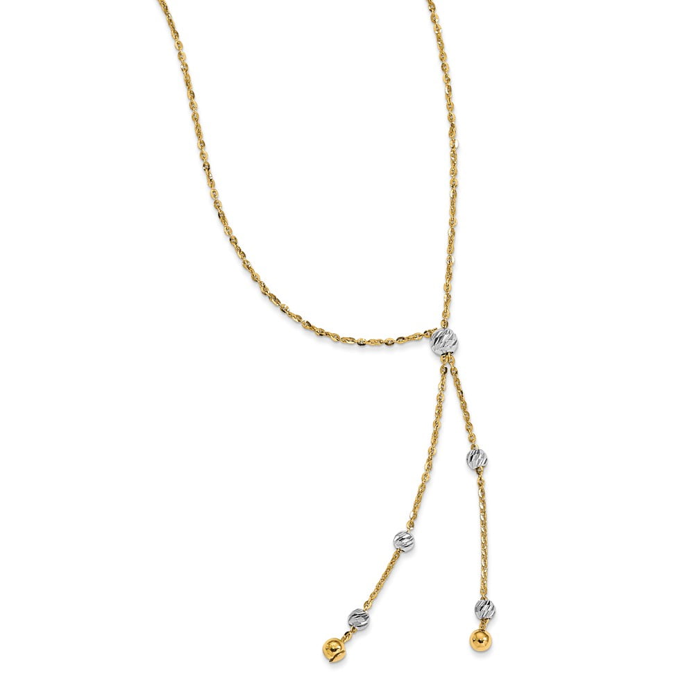 14k Yellow with White Rhodium Two-tone Gold Polished and Diamond-cut Pendant