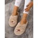 thumbnail image 2 of Women's Winter Indoor House Slippers, White Cross Strap Slides With Fur Trim, Fashionable For Outdoor & Vacation Wear, 2 of 5