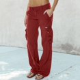 thumbnail image 5 of Yubnlvae Cargo Pants Womens Cargo Pants With Pockets Outdoor Casual Ripstop Camo Construction Work Pants Women's Pants Wine, 5 of 5